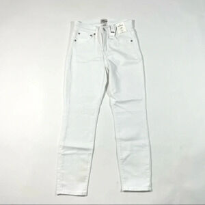 New Damaged J Crew 9” Mid Rise Toothpick Jeans White E2268